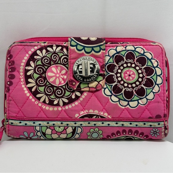 Vera Bradley, English Meadow Organizer Wallet, Retired, Pink, Purple, Green - Picture 1 of 8